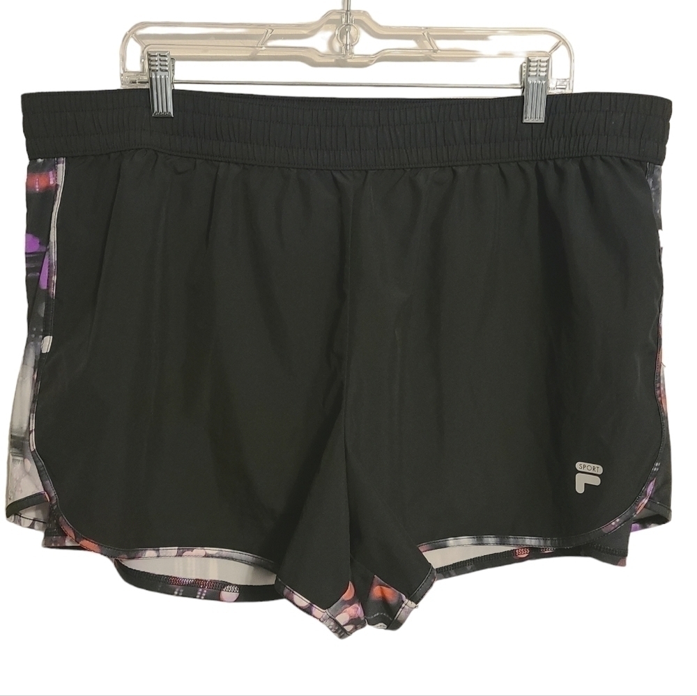 Fila Sport | Women's Black Multicolor Athleisure/Running Biker Shorts (Size 1X)